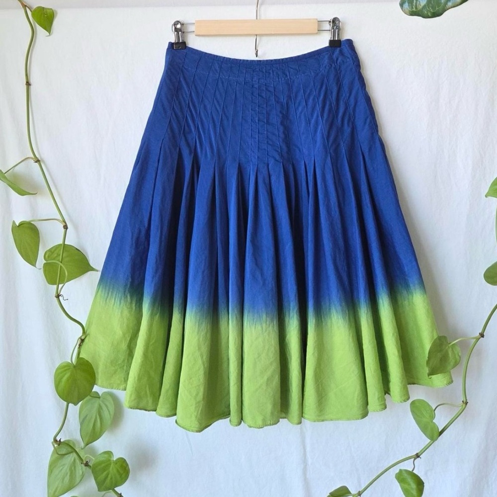 Moschino Cheap and Chic Blue and Green Ombre A-Line Midi Skirt